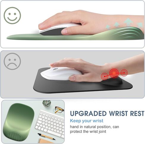 AKIT Ergonomic Mouse Pad with Wrist Rest, Memory Foam Gel Mouse Pad Wrist Support with Non-Slip PU Base, Pain Relief Black Mousepad for Wireless Mouse, Computer, Laptop, Office, Gaming in Saudi Arabia