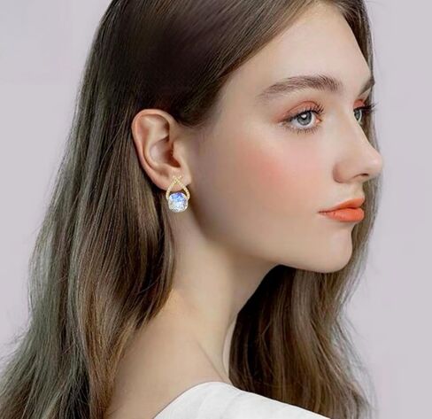 YONVUN Austrian Crystal Drop Dangle Earrings | Plated 18K/Rose Gold Zircon Gemstone Birthstone Hanging Dangly Stud Earrings Jewelry Gift for Wife Mom Daughter Girlfriend in Kuwait