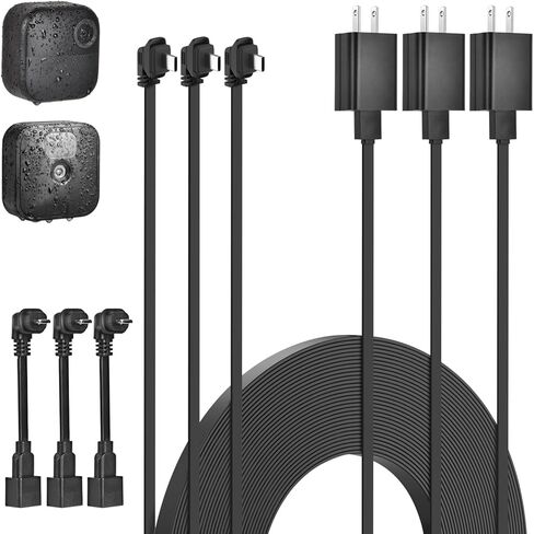 3pack 30ft Weatherproof Power Cable and Adapter for Blink Outdoor 4 (4th Gen), Blink Outdoor/Indoor (3rd Gen)& XT/XT2, Flat Power Cord with Micro USB Adapter, No More Battery Change, 24 Hours Charging in Saudi Arabia