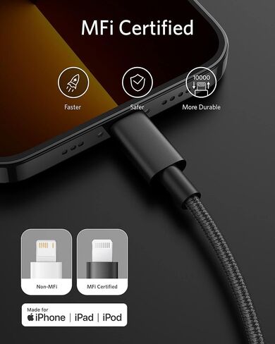 Anker New Nylon USB C to Lightning Cable, Apple MFi Certified for iPhone 14 Series, and More (6FT, Black) in Kuwait