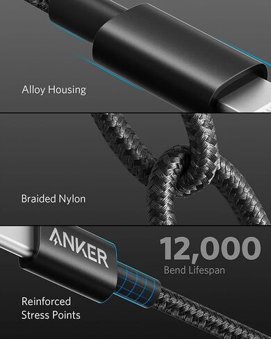 Anker New Nylon USB C to Lightning Cable, Apple MFi Certified for iPhone 14 Series, and More (6FT, Black) in Kuwait