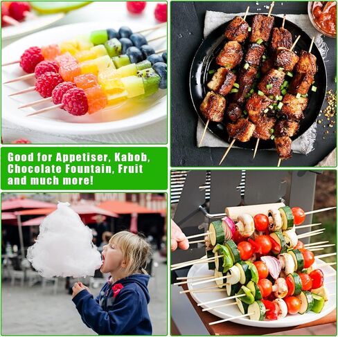Hysagtek 200 Pcs Wood Skewers 12 Inch Bamboo Skewers Fruit Skewers Chocolate Fountain Sticks Fondue Sticks for Appetizer, BBQ, Cocktail, Kabob, Chocolate Fountain, Barbecue, Party (30cm/12in) in Saudi Arabia