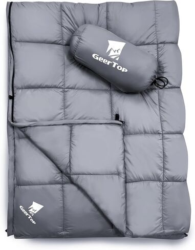 GEERTOP Lightweight Camping Blanket for Cold Weather – Warm Puffy Versatile Outdoor Sleeping Bag Blanket with Zipper for Backpacking, Hiking, Stadium, Travel in Saudi Arabia