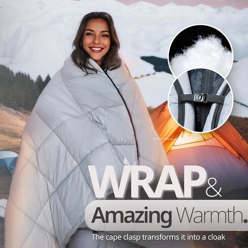 GEERTOP Lightweight Camping Blanket for Cold Weather – Warm Puffy Versatile Outdoor Sleeping Bag Blanket with Zipper for Backpacking, Hiking, Stadium, Travel in Saudi Arabia