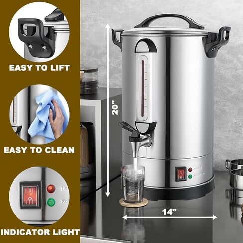 Coffee Percolator Large Coffee Urn 155 Cups Commercial Coffee Maker Electric Percolate Coffee Maker Hot Water Dispenser for Coffee Break, Catering, Church, Restaurant Dual Layer Stainless Steel in Saudi Arabia