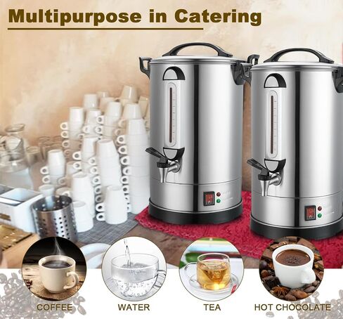 Coffee Percolator Large Coffee Urn 155 Cups Commercial Coffee Maker Electric Percolate Coffee Maker Hot Water Dispenser for Coffee Break, Catering, Church, Restaurant Dual Layer Stainless Steel in Saudi Arabia