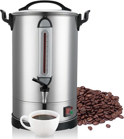 Coffee Percolator Large Coffee Urn 155 Cups Commercial Coffee Maker Electric Percolate Coffee Maker Hot Water Dispenser for Coffee Break, Catering, Church, Restaurant Dual Layer Stainless Steel in Saudi Arabia