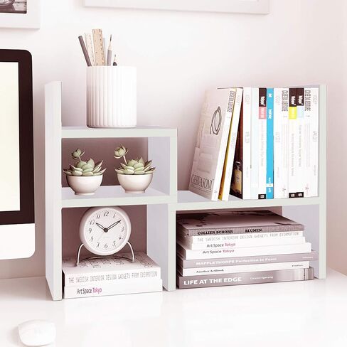 Jerry & Maggie Desktop Organizer Office Storage Rack Adjustable Wood Display Shelf Birthday Gifts Toy Home Decor Free Style Rotation Display True Natural Stand Shelf Violet in Kuwait