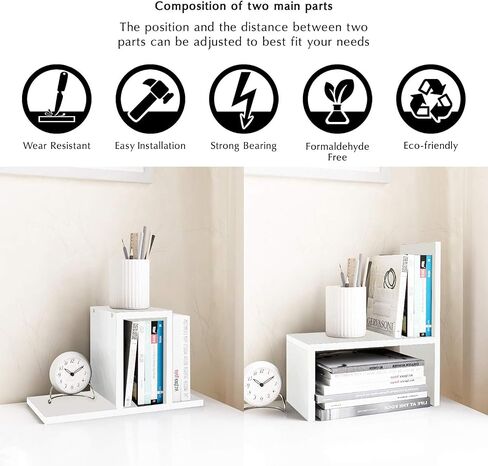Jerry & Maggie Desktop Organizer Office Storage Rack Adjustable Wood Display Shelf Birthday Gifts Toy Home Decor Free Style Rotation Display True Natural Stand Shelf Violet in Kuwait