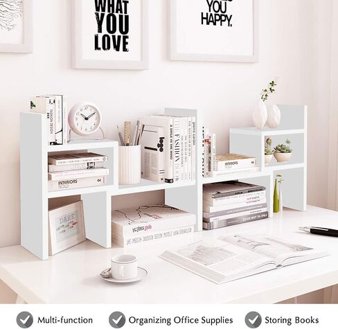 Jerry & Maggie Desktop Organizer Office Storage Rack Adjustable Wood Display Shelf Birthday Gifts Toy Home Decor Free Style Rotation Display True Natural Stand Shelf Violet in Kuwait