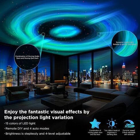 Galaxy Projector, Star Projector with Interstellar Black Hole and Moving Green and Red Stars for Meditation, Relaxation, Room Decor, Party, Gifts, Valentine's Day, LED Night Light for Bedroom in Saudi Arabia