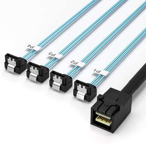 Mini Mini SAS إلى SATA Cable ، SFF-8643 إلى SATA إلى الأمام المتوافقة مع محرك الأقراص الثابتة لجهاز التحكم في RAID (3.3 قدم) in Kuwait