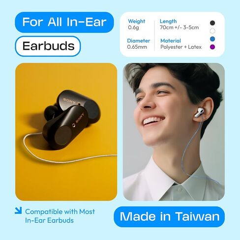 New Version of Anti-Lost Strap for Wireless in-Ear Earbuds with Ear Tips, Airpod pro Lanyard - Black (Compatible with Airpods Pro 1 2 3, Sony, Beats, Samsung, Bose) in Kuwait