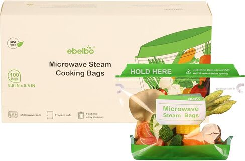 50 Count Microwave Steam Bags 8.8"x5.8" for Cooking and Steaming Standing Type Disposable Food Steamer Bags for Vegetables Potatoes Fish and Poultry in Saudi Arabia