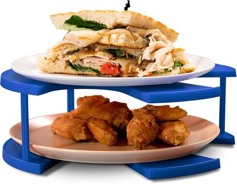DoubleWave New Mini Blue 2 Tier Microwave Plate Stacker For Small Microwaves | BPA-Free Microwave Cool Plate And Spillover Caddy Stacker | Faster Reheating | Sturdy & Lightweight (Mini) in Saudi Arabia
