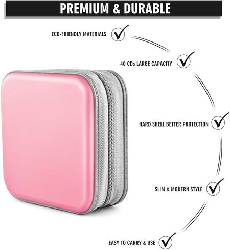 علبة CD ، حامل محفظة DVDS ، CD/DVD Wallet 40 أقراص ألبوم كتيب لتخزين أكياس العمل الثقيلة (Light Purple) in Kuwait