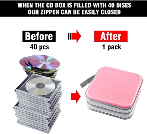 علبة CD ، حامل محفظة DVDS ، CD/DVD Wallet 40 أقراص ألبوم كتيب لتخزين أكياس العمل الثقيلة (Light Purple) in Kuwait