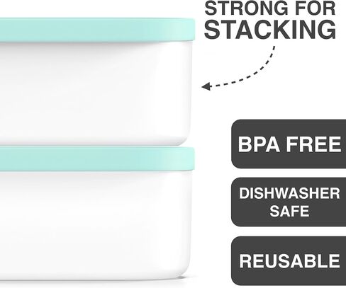 Ice Cream Containers - 2 Quart Ea. (Set of 2) - Premium Reusable Freezer Storage for Homemade Ice Cream Tub for Sorbet, Frozen Yogurt - Flexible Silicone Lids, Long Scoop, Stackable - Blue & Red in Saudi Arabia