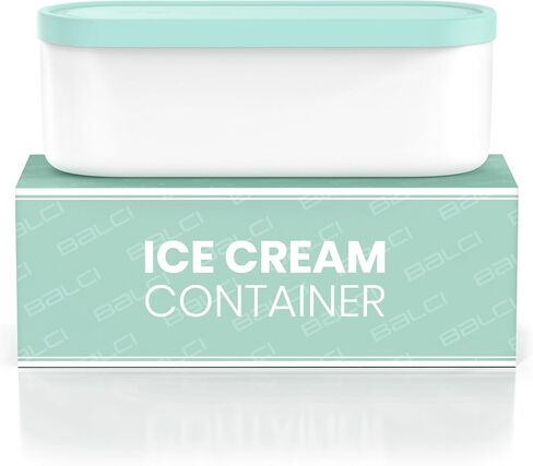 Ice Cream Containers - 2 Quart Ea. (Set of 2) - Premium Reusable Freezer Storage for Homemade Ice Cream Tub for Sorbet, Frozen Yogurt - Flexible Silicone Lids, Long Scoop, Stackable - Blue & Red in Saudi Arabia