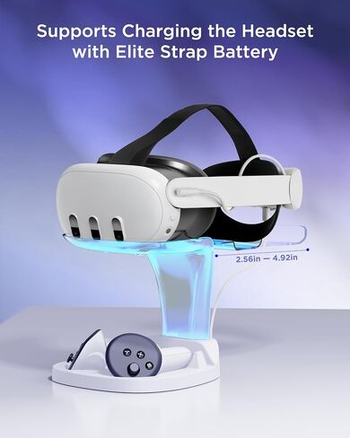 YOGES Charging Dock for Meta Quest 3S, Quest 3 Fast Charging Station with 2 Rechargeable Batteries kit, VR Heatset Charging Stand Dock for Oculus Quest 3/ Quest 3S Accessories, Support Elite Strap in Saudi Arabia