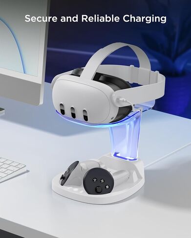 YOGES Charging Dock for Meta Quest 3S, Quest 3 Fast Charging Station with 2 Rechargeable Batteries kit, VR Heatset Charging Stand Dock for Oculus Quest 3/ Quest 3S Accessories, Support Elite Strap in Saudi Arabia