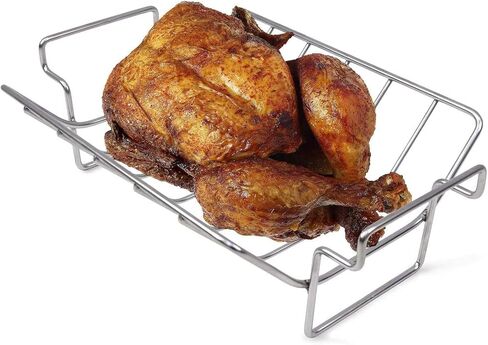 V-Rack for Roasting Turkey, Poultry, and Smoking/Grilling - Versatile BBQ Rib Rack for Big Green Egg - Easy to Clean, Non-Toxic, Dishwasher Safe - 13.7x10x4.7Inches in Saudi Arabia