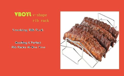 V-Rack for Roasting Turkey, Poultry, and Smoking/Grilling - Versatile BBQ Rib Rack for Big Green Egg - Easy to Clean, Non-Toxic, Dishwasher Safe - 13.7x10x4.7Inches in Saudi Arabia