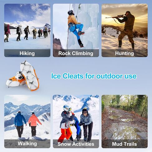 Crampons with Leg Gaiters - Ice Cleats with Adjustable Snow Leg Gaiters - Men's and Women's Traction Snow Grips and Gaiters for Hiking, Mountaineering, and Rock Climbing(L) in Saudi Arabia