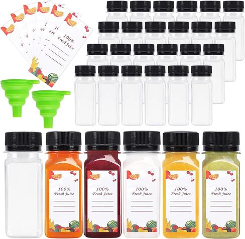 80pcs 4oz Plastic Juice Bottles, Juice Bottle with Caps Reusable Empty Clear Bottles with Label, Funnel, Brush Bulk Beverage Containers for Juicing, Drinking, Smoothie and Other Beverages in Saudi Arabia