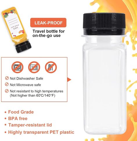 80pcs 4oz Plastic Juice Bottles, Juice Bottle with Caps Reusable Empty Clear Bottles with Label, Funnel, Brush Bulk Beverage Containers for Juicing, Drinking, Smoothie and Other Beverages in Saudi Arabia