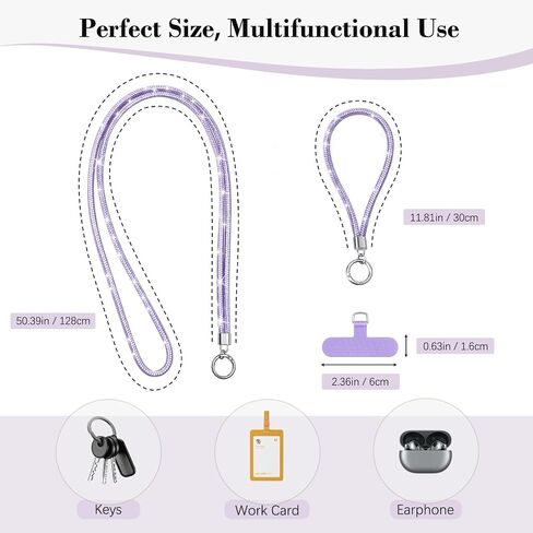 TiMOVO Rhinestone Phone Lanyard Crossbody Chain, Black in Kuwait