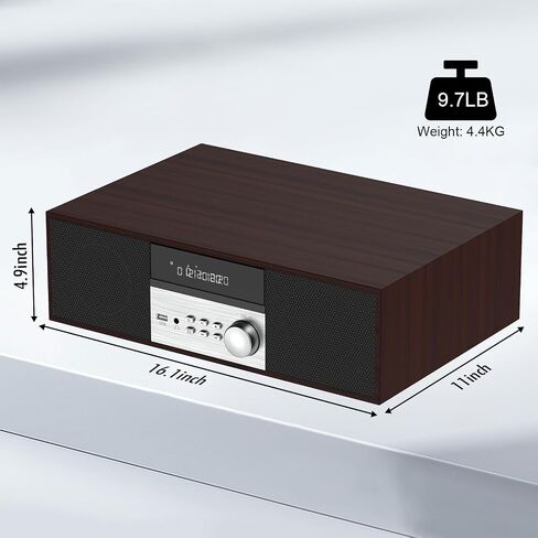 Compact System Micro HiFi System, CD Stereo System, 40 Watts RMS Music System with CD Player, FM Radio, Bluetooth, AUX-in, Headphone Output, DSP Tech, Clear Sounds and Rich Bass Sound,Golden in Saudi Arabia