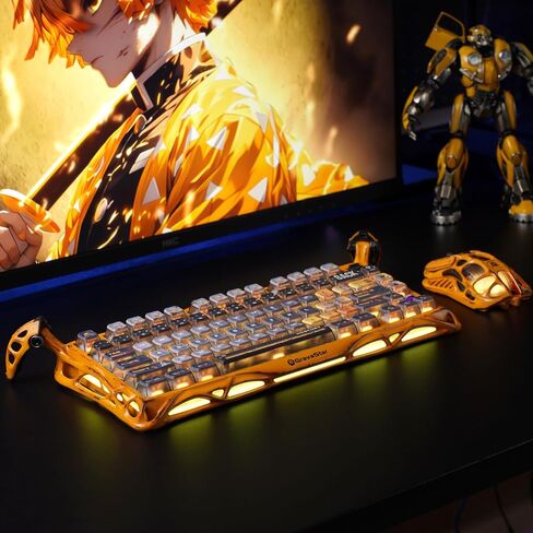 GravaStar Mercury K1 Pro Wireless Gaming Keyboard: Minimalist Style with Cement Gray Textured Keycaps, Aluminum Alloy, 75 Mechanical Keyboard, 79 Keys + KNOB, Durable & Stylish for Home/Office Use in Saudi Arabia