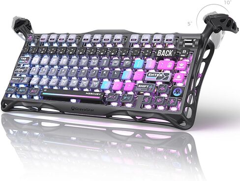 GravaStar Mercury K1 Pro Wireless Gaming Keyboard: Minimalist Style with Cement Gray Textured Keycaps, Aluminum Alloy, 75 Mechanical Keyboard, 79 Keys + KNOB, Durable & Stylish for Home/Office Use in Saudi Arabia
