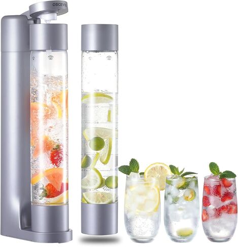 Sparkling Water Machine Soda Maker Beverage Drink Dispenser for Home, Soda Streaming Maker with 2 BPA Free Bottles(1L), Seltzer Fizzy Water Maker Compatible with Screw-in 60L CO2 (NOT Included), Black in Saudi Arabia