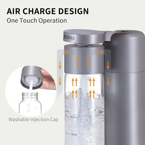 Sparkling Water Machine Soda Maker Beverage Drink Dispenser for Home, Soda Streaming Maker with 2 BPA Free Bottles(1L), Seltzer Fizzy Water Maker Compatible with Screw-in 60L CO2 (NOT Included), Black in Saudi Arabia