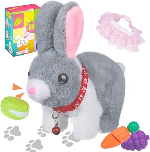 Walking Bunny Toys for Kids, Bunny Stuffed Animal Interactive Electronic Toys, Swinging Ears, Twitching Mouth and Nose, Easter Christmas and Birthday Gift, Suitable for Toddlers 3, 4, 5, 6, 7Years Old in Saudi Arabia