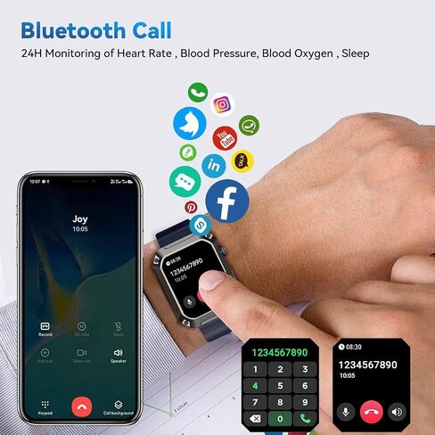 Smart Watches for Men with Bluetooth Call Tactical Outdoor Sports Smartwatch for Android iPhone Waterproof Fitness Watch with Heart Rate Step Counter in Saudi Arabia