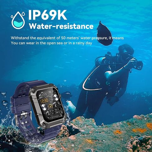 Smart Watches for Men with Bluetooth Call Tactical Outdoor Sports Smartwatch for Android iPhone Waterproof Fitness Watch with Heart Rate Step Counter in Saudi Arabia