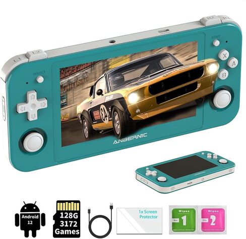 RG505 Retro Handheld Game Console Emulator Handheld Console 4+128G, Android 12 System Unisoc Tiger T618, 4.95'' OLED Touch Screen with 128G TF Card 3172 Games, Support 5G WiFi 5.0 Bluetooth Grey in Saudi Arabia