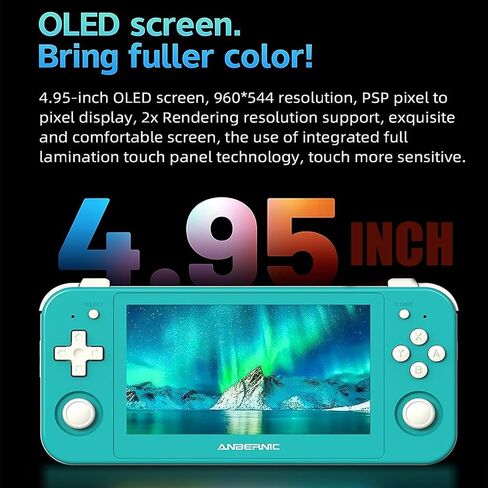 RG505 Retro Handheld Game Console Emulator Handheld Console 4+128G, Android 12 System Unisoc Tiger T618, 4.95'' OLED Touch Screen with 128G TF Card 3172 Games, Support 5G WiFi 5.0 Bluetooth Grey in Saudi Arabia