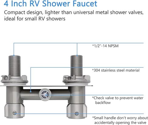 G-Sunny All Metal RV Shower Faucet ، صمام صنبور دش العربة ، 4 بوصات استبدال صمام الاستحمام RV للاستحمام الداخلي والخارجي in Saudi Arabia