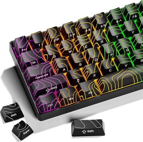 أغطية مفاتيح PBT مطبوعة من الجانب XVX Topograph، أغطية مفاتيح PBT مزدوجة اللمعان من خلال مجموعة أغطية المفاتيح، أغطية مفاتيح صبغ التسامي ذات شكل الكرز مناسبة للوحة المفاتيح الميكانيكية Cherry Gateron MX in Kuwait