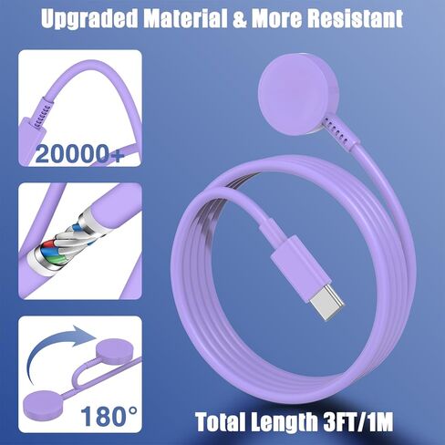 2Pack لشاحن Apple Watch USB C Magnetic Iwatch Charger Cable سريع الشحن المتوافق مع Watch Ultra2 Ultra Series 9 8 7 6 SE SE2 5 4 3 2 1-3FT (1M) أبيض in Kuwait