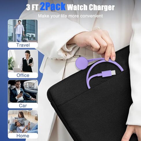 2Pack لشاحن Apple Watch USB C Magnetic Iwatch Charger Cable سريع الشحن المتوافق مع Watch Ultra2 Ultra Series 9 8 7 6 SE SE2 5 4 3 2 1-3FT (1M) أبيض in Kuwait
