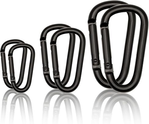 Small Carabiner Clip 12PCS Black Carabiner Keychain Mini 2 inch Large 3 inch Heavy Duty Caribeaner Hook D Ring Aluminum Carbiner Clip for Keys Backpack Hiking Camping Fishing in Saudi Arabia