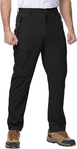 YSENTO Men's Cargo Hiking Pants Water Resistant 5 Zipper Pockets Ripstop 4-Way Stretchy Quick Dry Work Pants in Kuwait