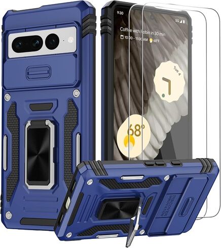 for Google Pixel 9 Pro XL Case with Belt Clip Holster,2X Screen Protectors,Heavy Duty Shockproof Drop Protection Bumper Military Grade Full Body Non Slip Rugged Durable Phone Cover with Kickstand in Kuwait