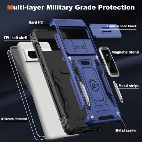for Google Pixel 9 Pro XL Case with Belt Clip Holster,2X Screen Protectors,Heavy Duty Shockproof Drop Protection Bumper Military Grade Full Body Non Slip Rugged Durable Phone Cover with Kickstand in Kuwait