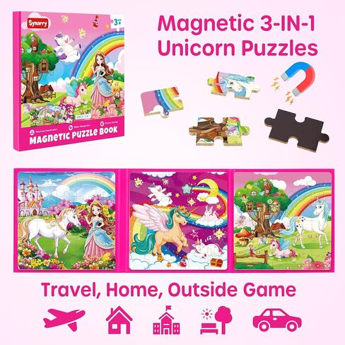 SYNARRY Princess Fairy Party Magnetic Puzzles for Toddlers 3-5 Girls, 36 Pieces Travel Puzzles for Kids Ages 4-6, Airplane Car Road Trip Activities Games Toys for 3 4 5 6 Year Old Girls Birthday Gifts in Kuwait